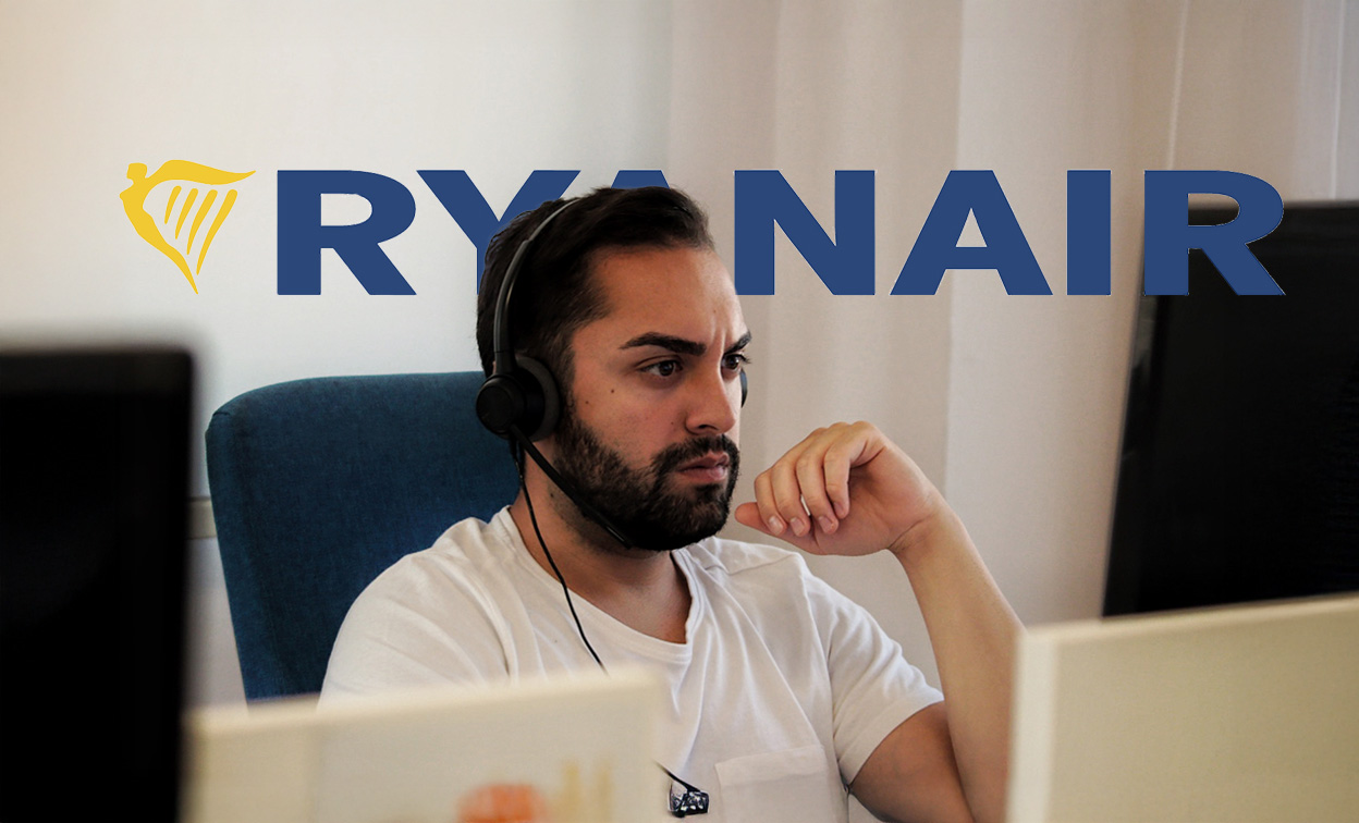 Customer service agent at computer